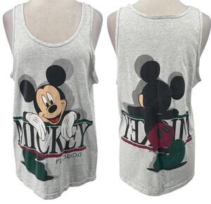 Vintage 90s Mickey Mouse Disney Graphic Tank Top Double Sided Florida Gray Mens